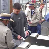 Padres fan scans ticket at Petco Park
